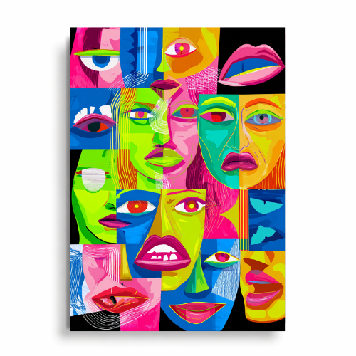 Face Collage - Plakat Pop Art